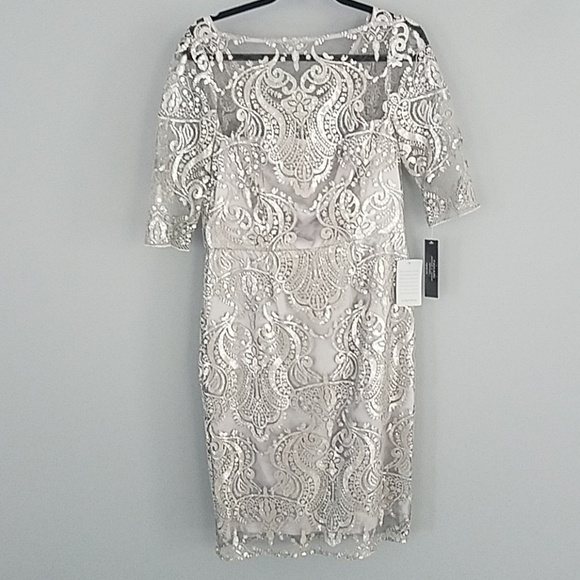 tahari silver sequin dress Tahari 'Ezra' Sequin Mesh Shift Dress